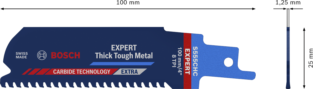 BoschEXPERT 厚实耐用金属 S 555 CHC 往复锯片。
